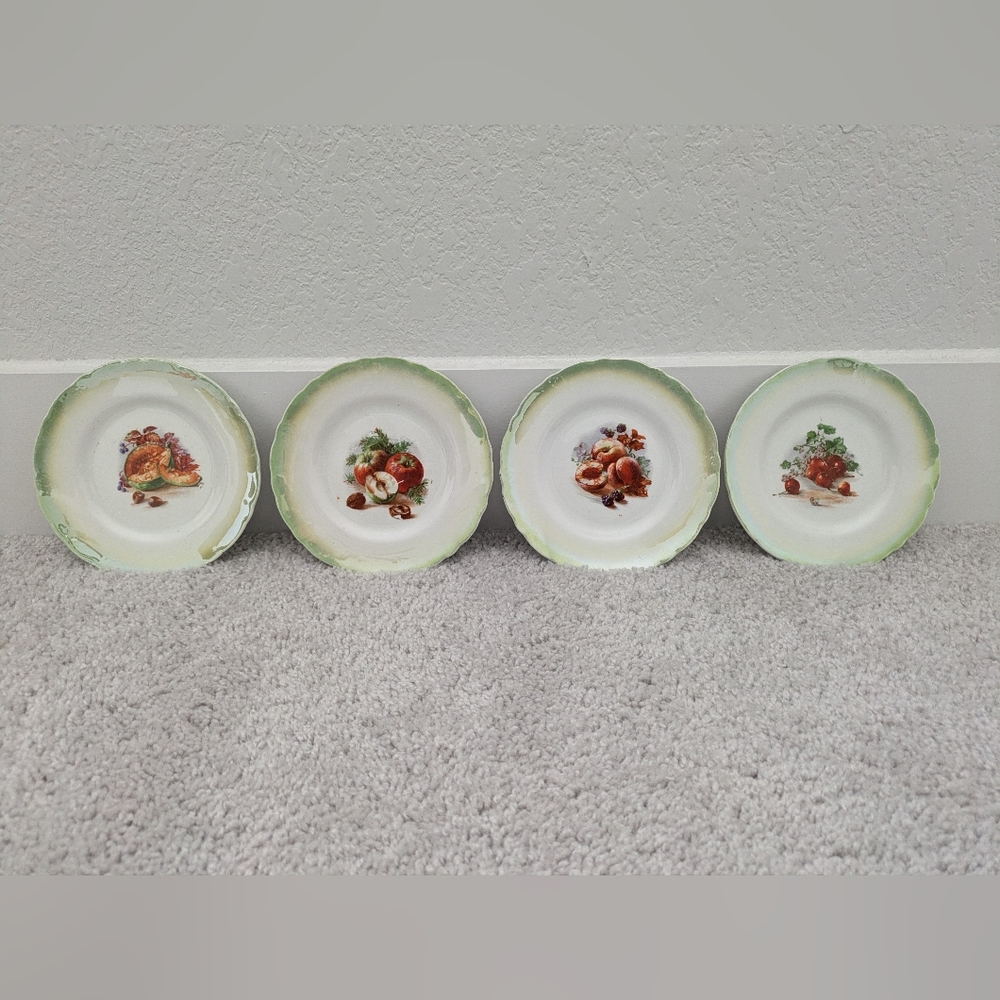 Antique Stinthal China Decorative Plates/Fruit/Red/Green